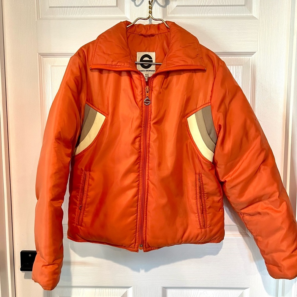 Vintage 1970s Orange Puffer Ski Jacket - Unisex S
